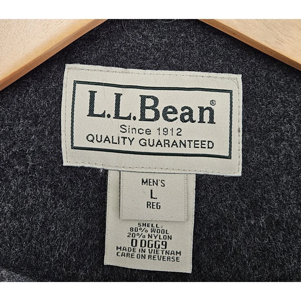 L.L. Bean Men's Size Large Charcoal Grey 3 in 1 Wool Blend Heavy Knit Field Coat